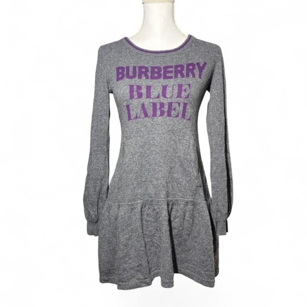 BURBERRY LONDON BLUE LABEL Grey long sleeve mini Dress